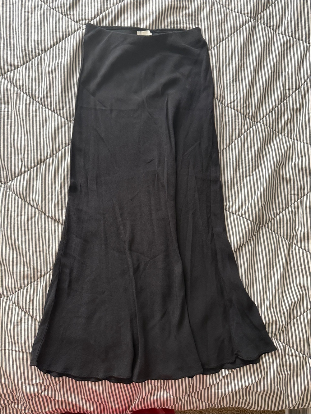 H&M Black Maxi Satin Bias Skirt